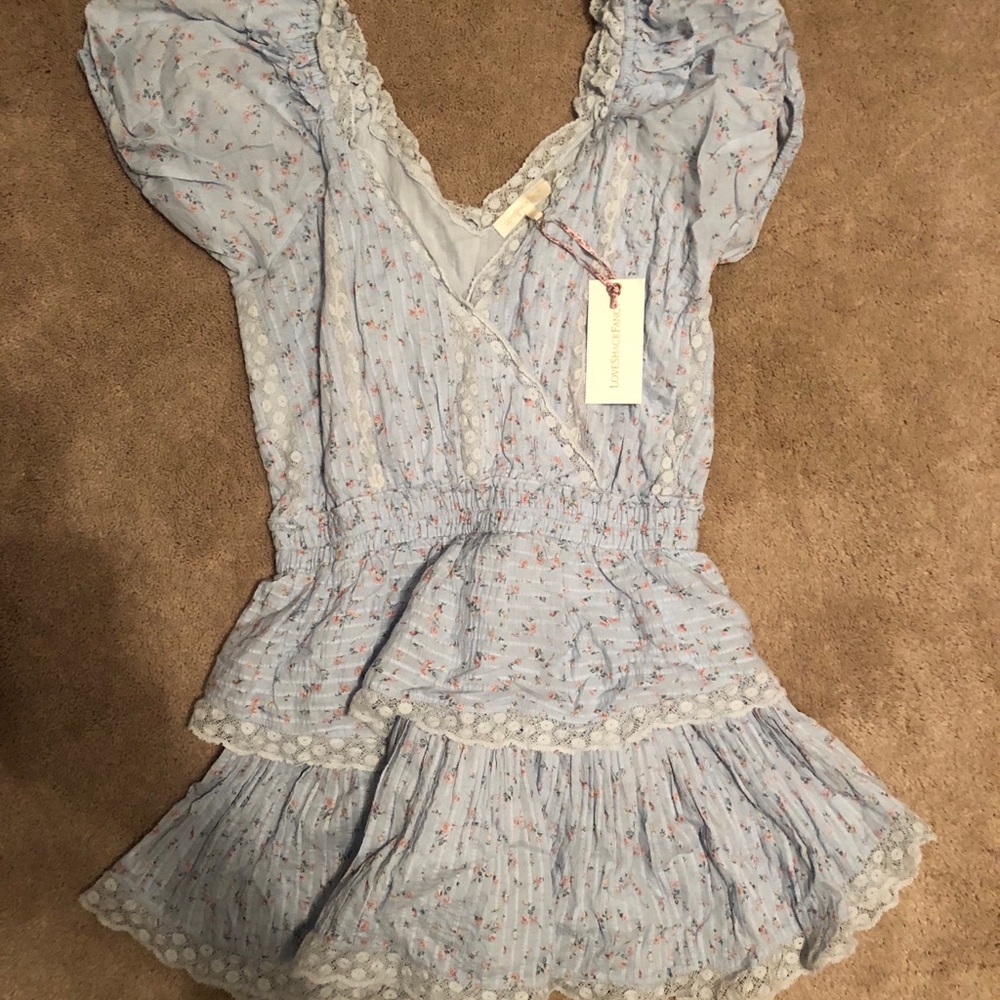 Loveshack fancy mini dress with puff sleeves
